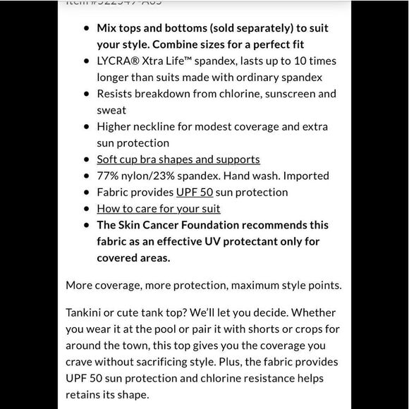 Land’s End Plus and Standard size high neck tankini soft cup bra black Various - Picture 7 of 10